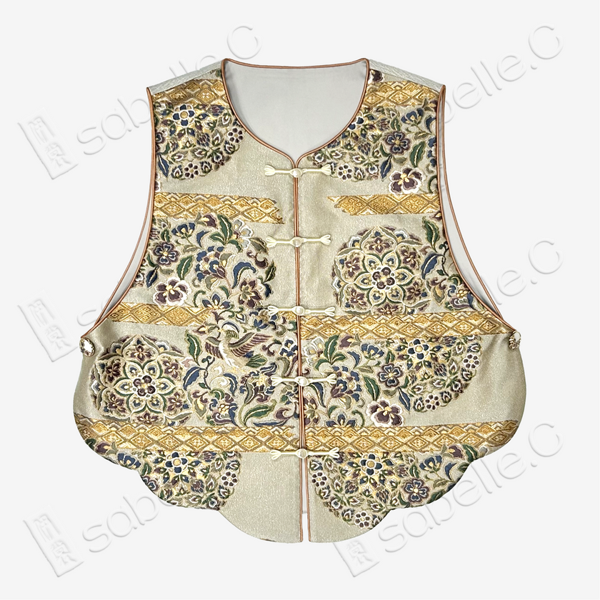 Silver Gilded Baoxiang Medallion Tang Brocade Waistcoat - 「銀鎏團寶」唐錦馬甲