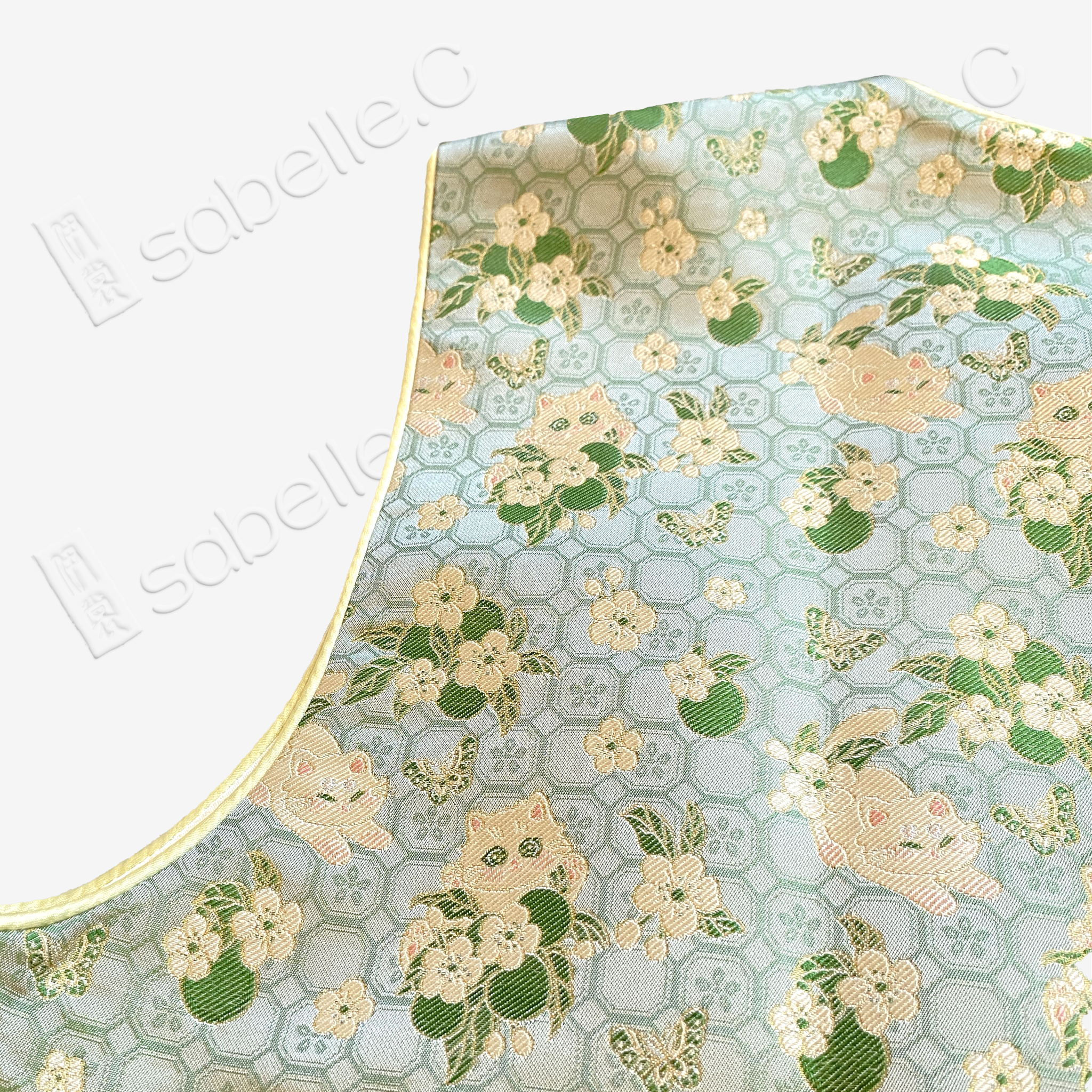 Smoky Cyan Moon Hare Song Brocade Vest - 「翠煙月兔」宋錦馬甲