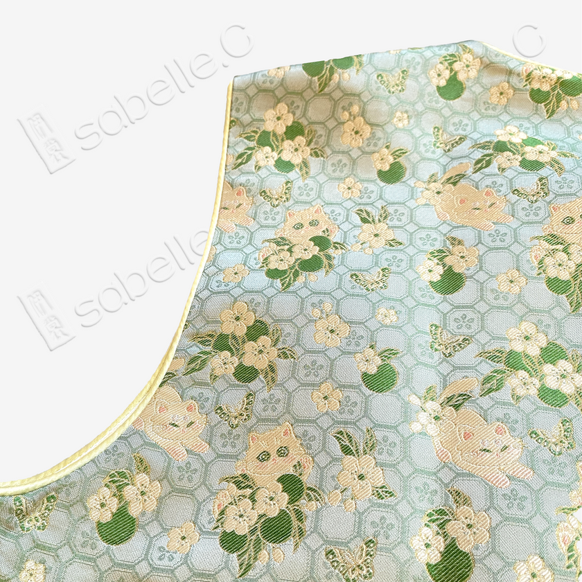 Smoky Cyan Moon Hare Song Brocade Vest - 「翠煙月兔」宋錦馬甲