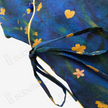Ink Blue Oil Painting Floral Red Cloud Silk Blouse - 墨藍油彩碎花紅雲紗上衣