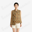 Cyan Base Auspicious Elephant Motif Gambiered Canton Silk Waistcoat - 「青底吉象」紅雲紗馬甲