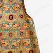 Cyan Base Auspicious Elephant Motif Gambiered Canton Silk Waistcoat - 「青底吉象」紅雲紗馬甲