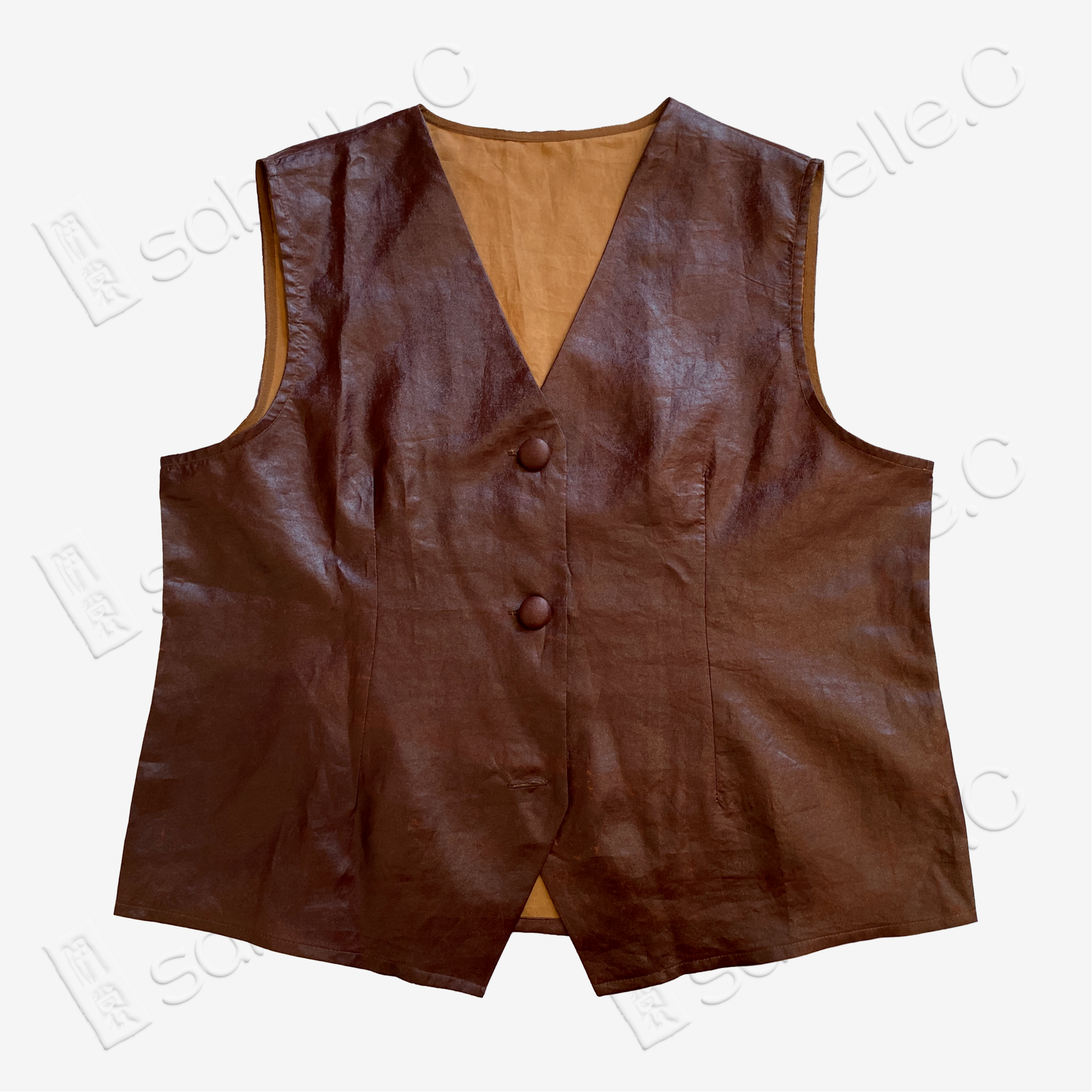 Gambiered Canton Silk Vest - 紅雲紗馬甲