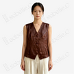 Gambiered Canton Silk Vest - 紅雲紗馬甲