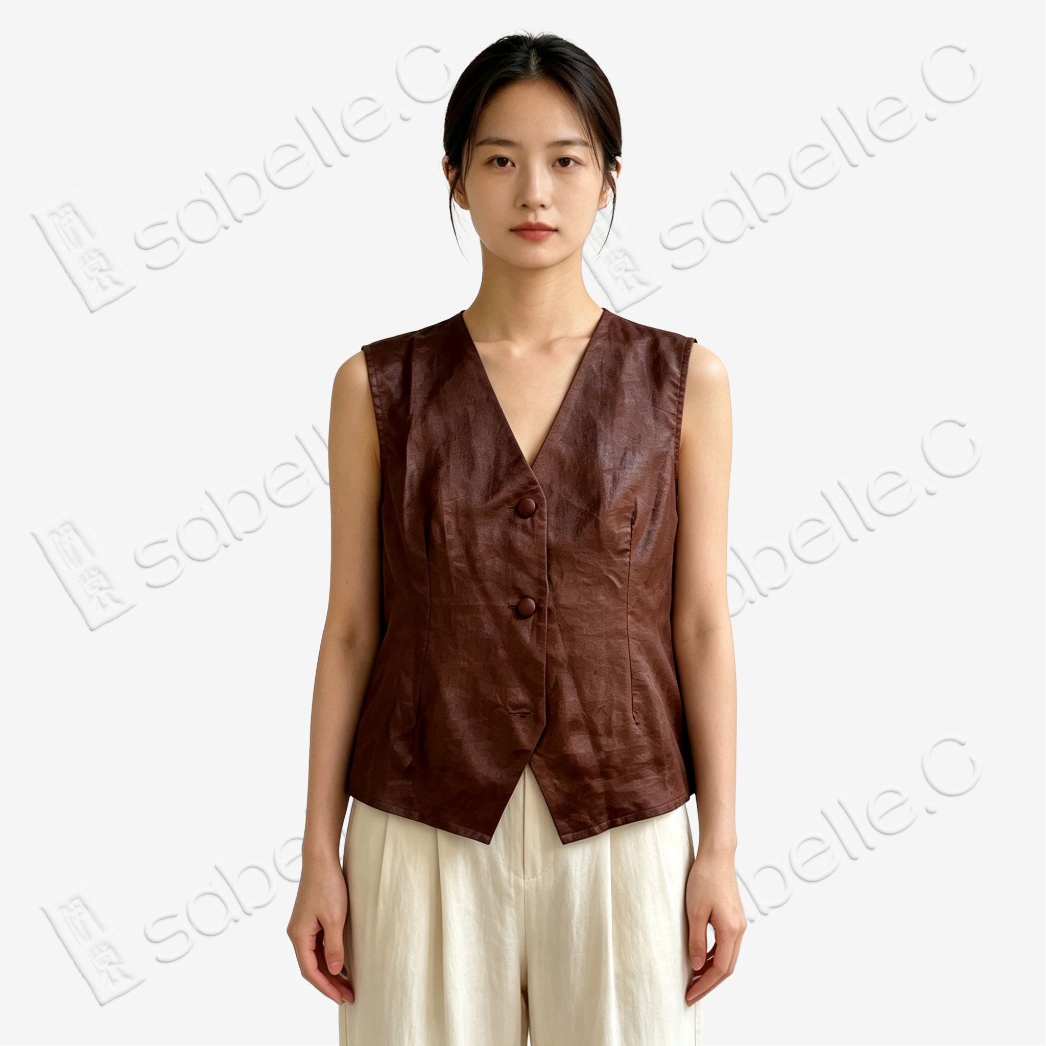 Gambiered Canton Silk Vest - 紅雲紗馬甲