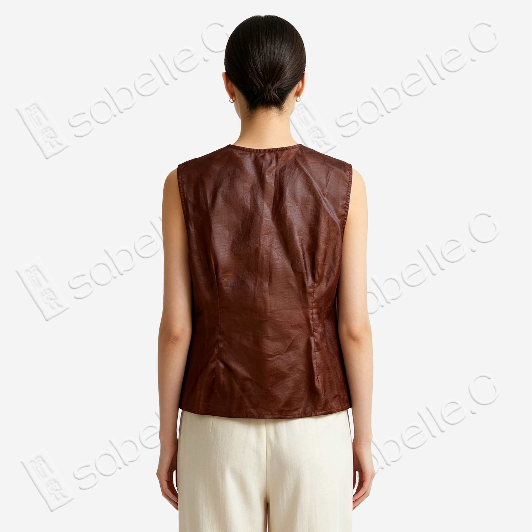 Gambiered Canton Silk Vest - 紅雲紗馬甲