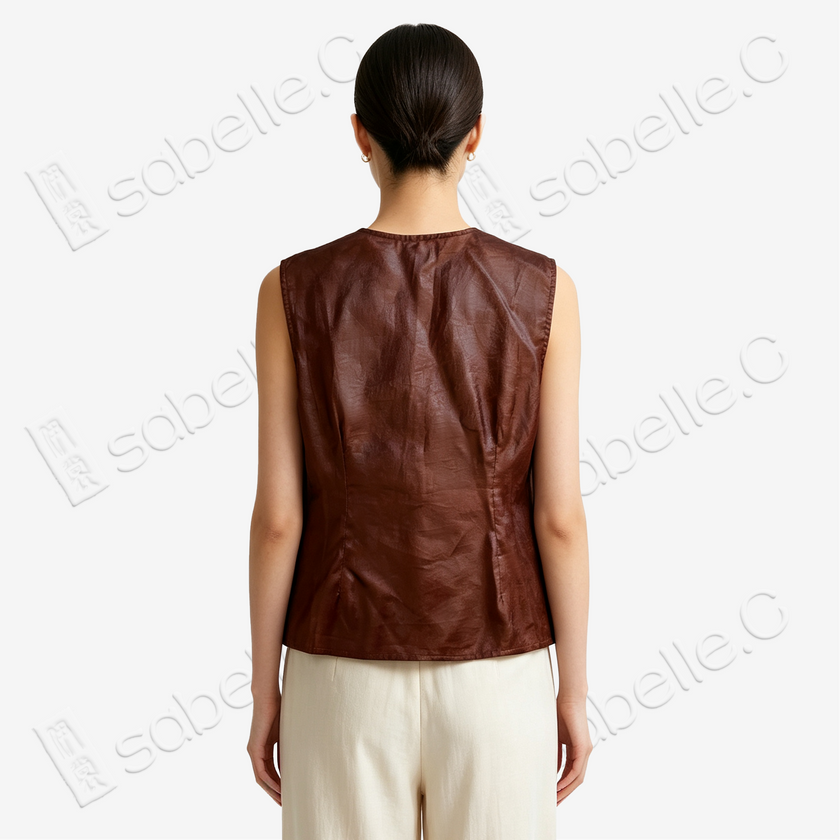Gambiered Canton Silk Vest - 紅雲紗馬甲