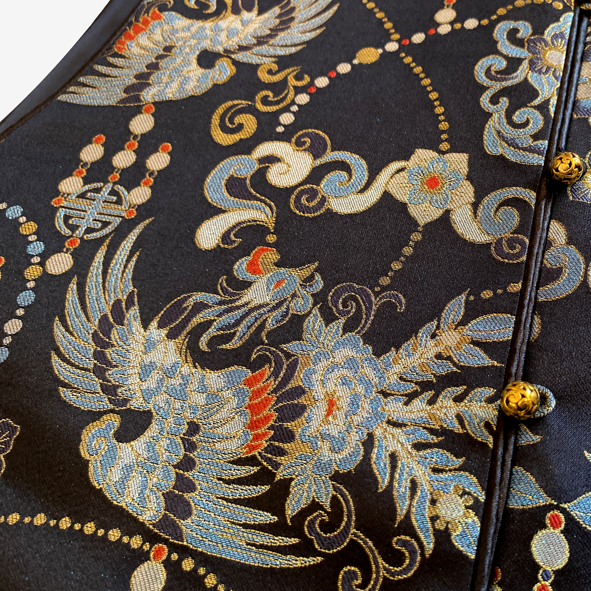 Song Brocade Vest - 「玄綢鳳禧」宋錦馬甲