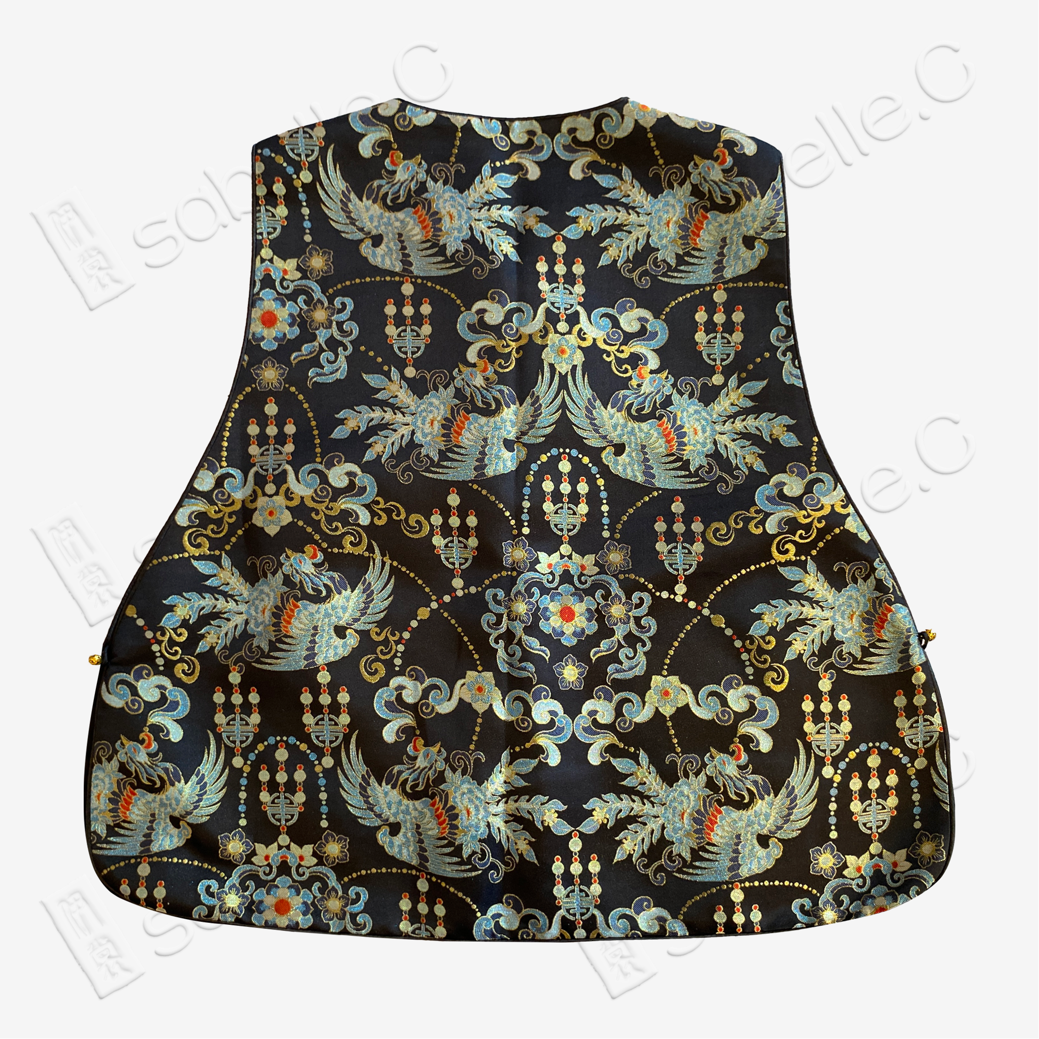 Song Brocade Vest - 「玄綢鳳禧」宋錦馬甲