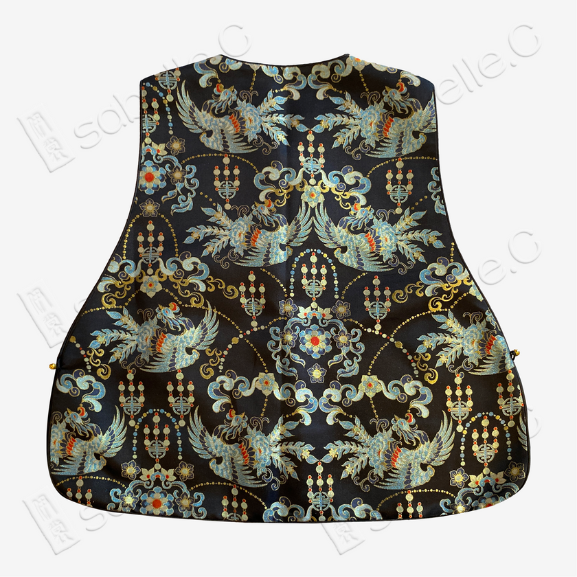 Song Brocade Vest - 「玄綢鳳禧」宋錦馬甲