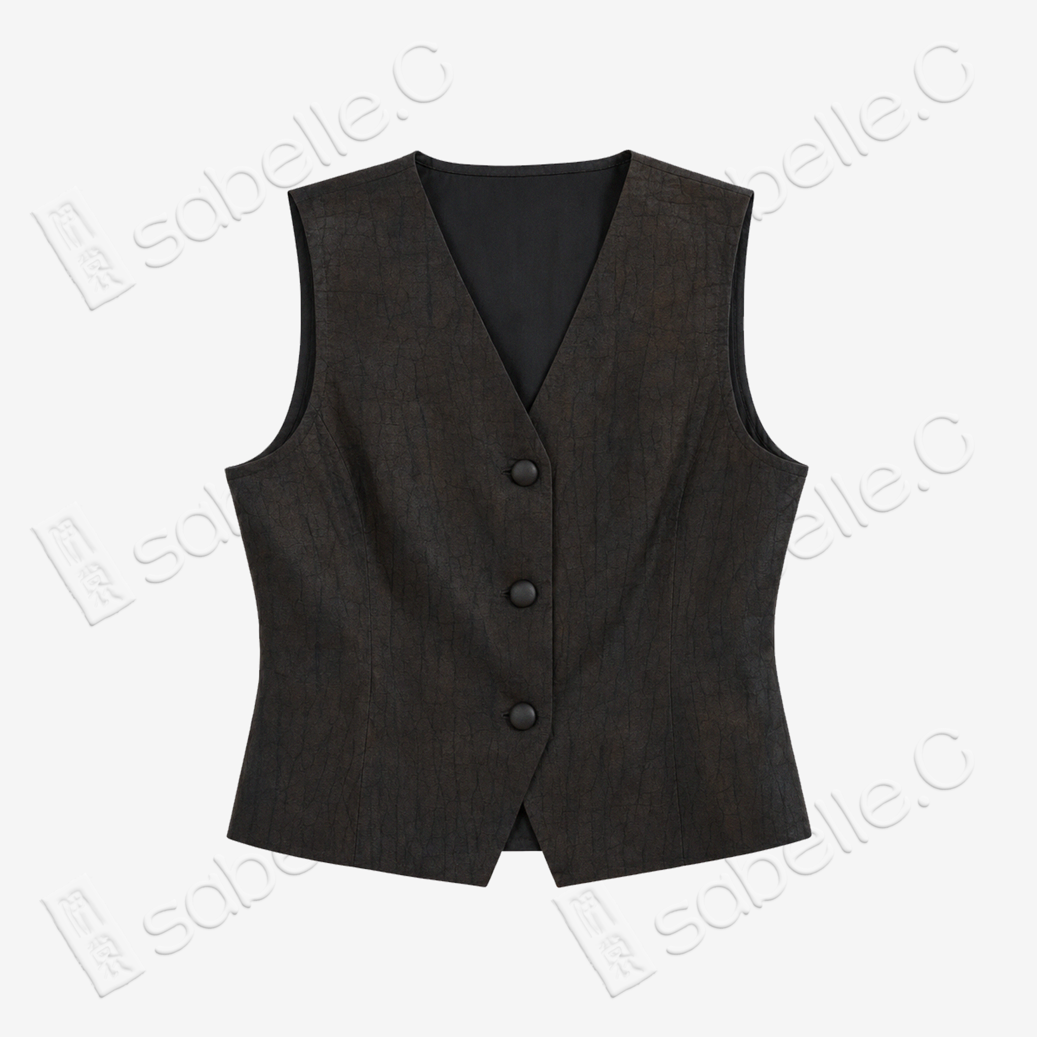 Cracked Turtle Shell Motif Gambiered Canton Silk Vest - 龜裂紋香雲紗馬甲