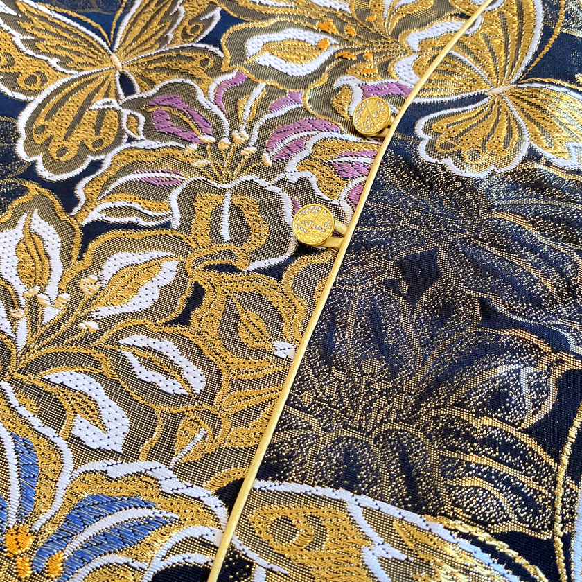 Jet Black Gilded Butterfly Tang Brocade Vest - 「玄底金蝶」唐錦馬甲