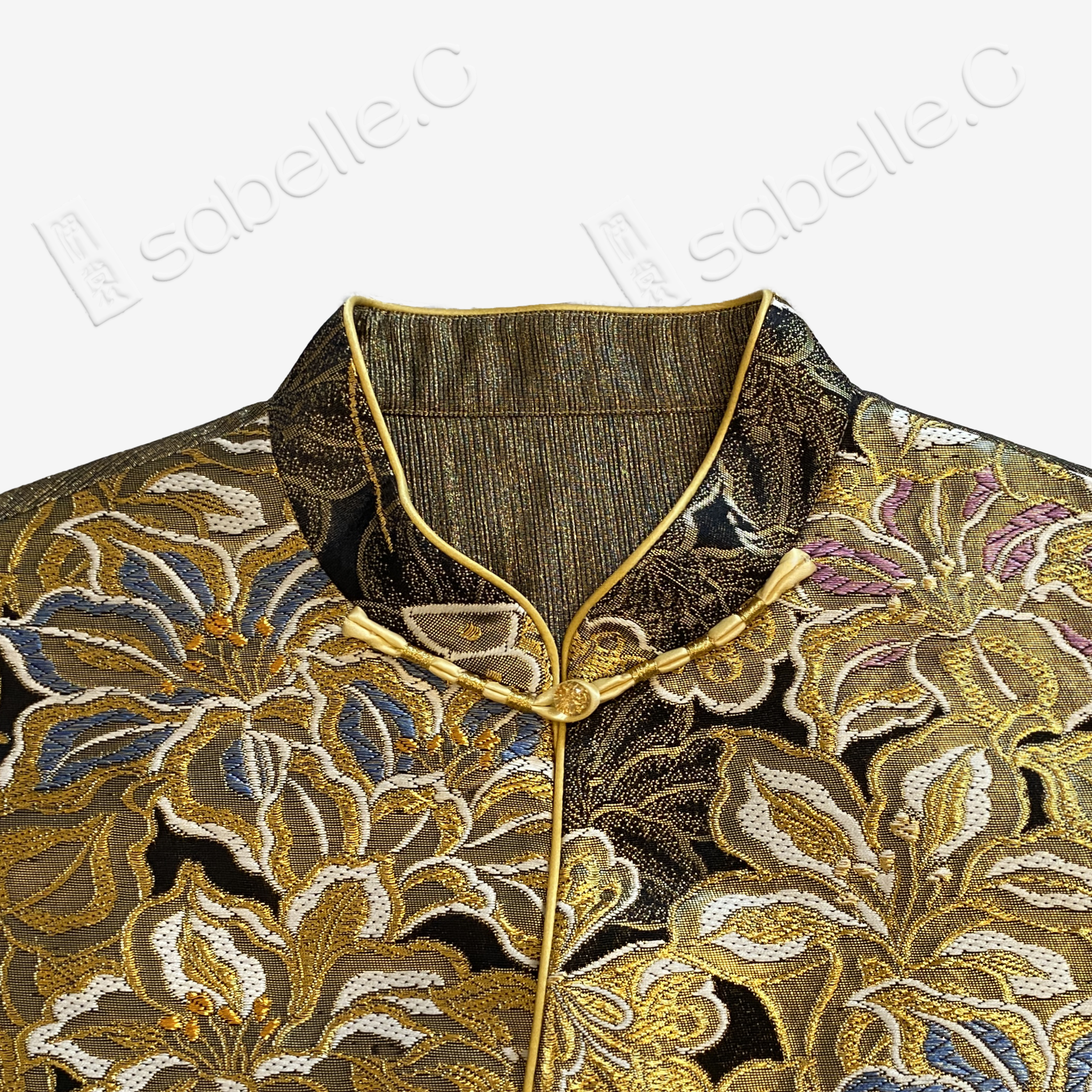 Jet Black Gilded Butterfly Tang Brocade Vest - 「玄底金蝶」唐錦馬甲