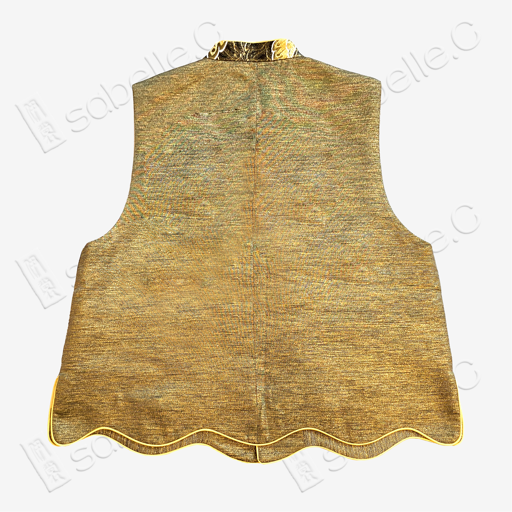 Jet Black Gilded Butterfly Tang Brocade Vest - 「玄底金蝶」唐錦馬甲