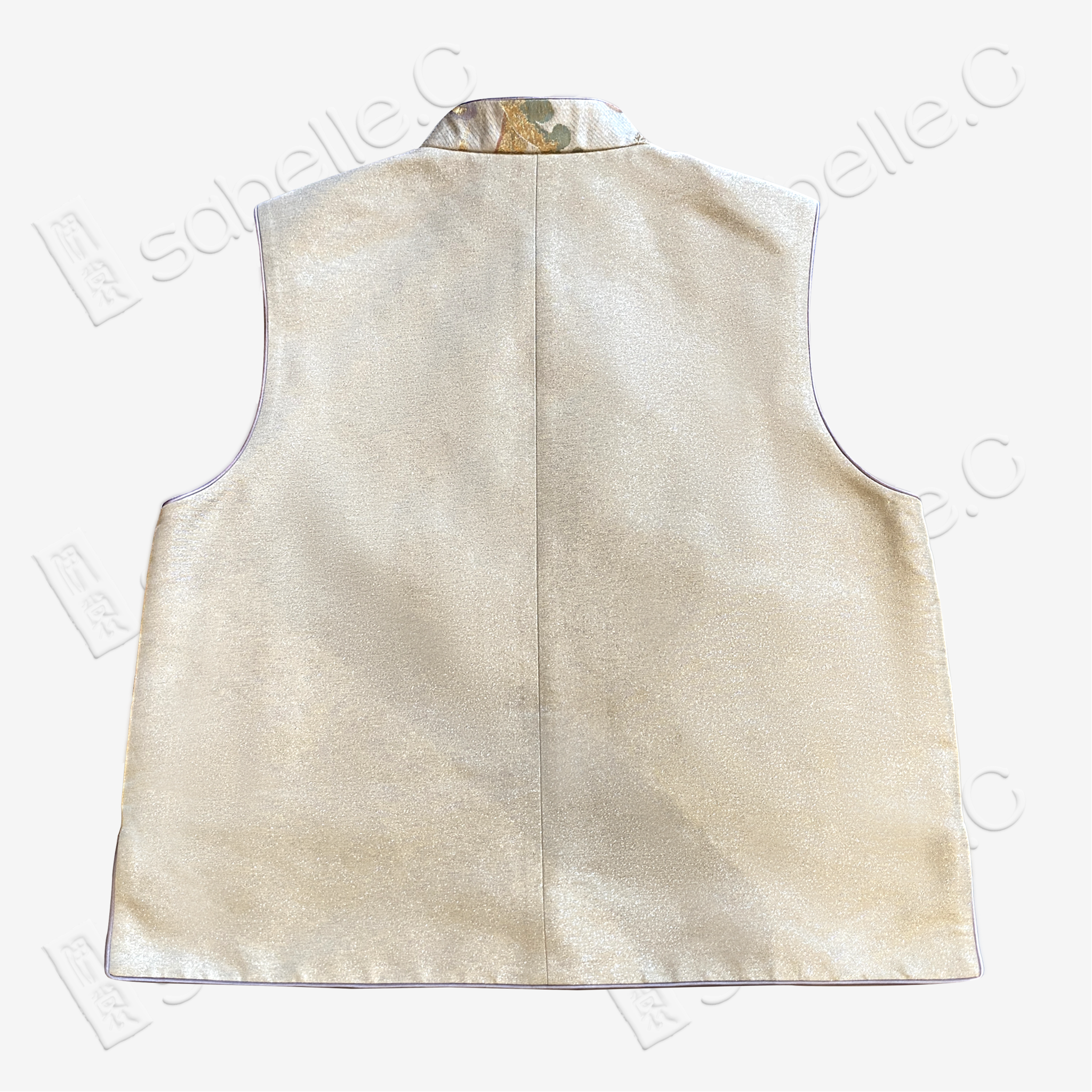 Gilded Ocean Wave Tang Brocade Vest - 「金瀾觀海」唐錦馬甲