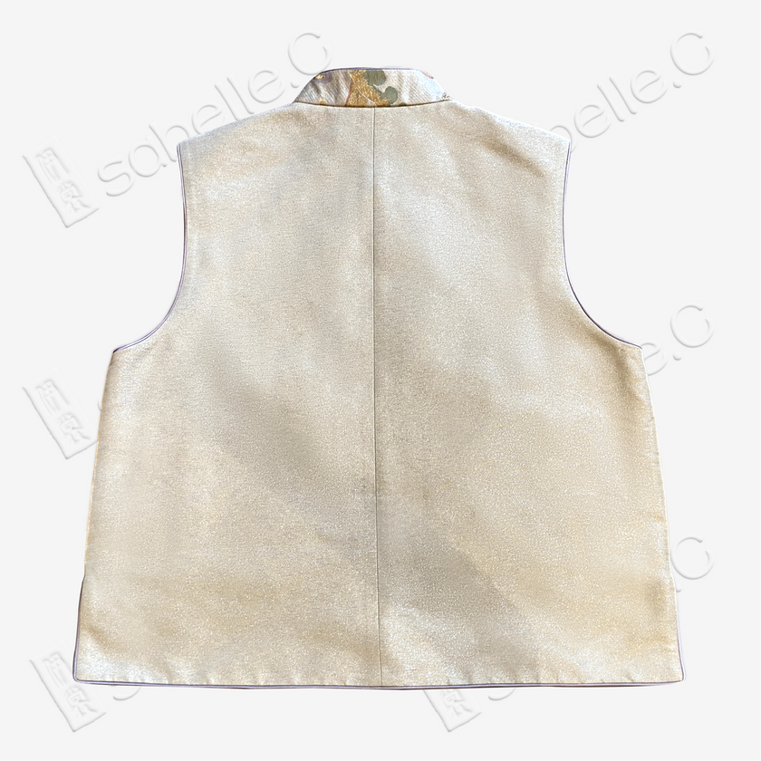 Gilded Ocean Wave Tang Brocade Vest - 「金瀾觀海」唐錦馬甲
