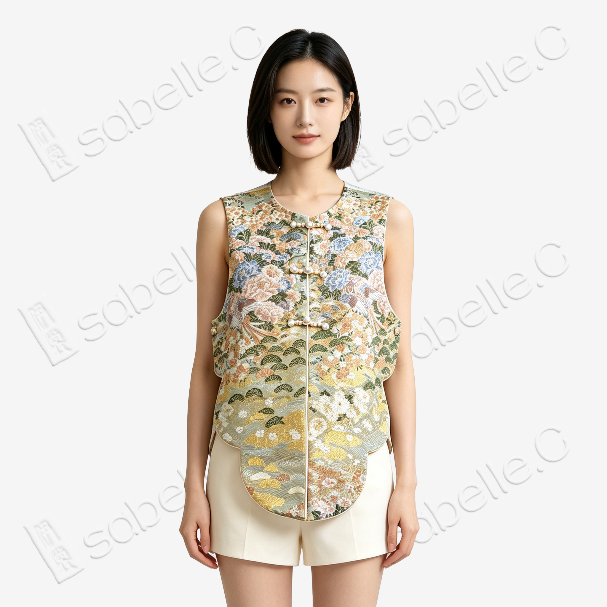 Gilded Floral Tang Brocade Waistcoat - 「金底百卉」唐錦馬甲