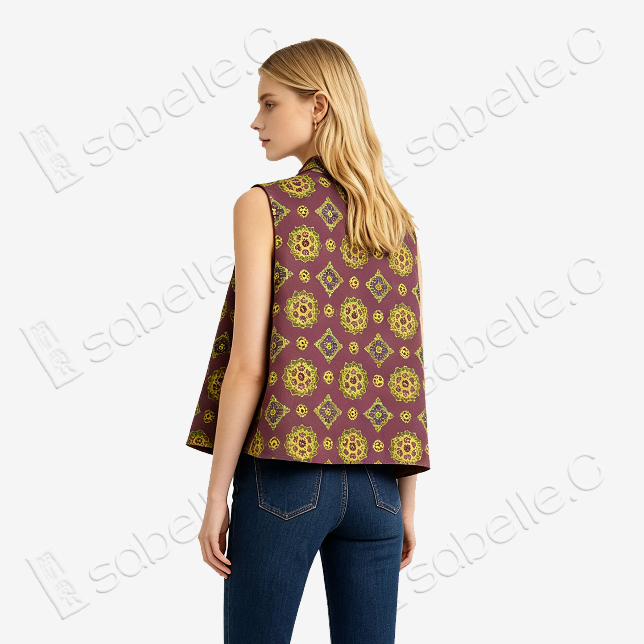 Sandalwood Purple Floral Medallion Gambiered Canton Silk Waistcoat - 「檀紫團花」紅雲紗馬甲