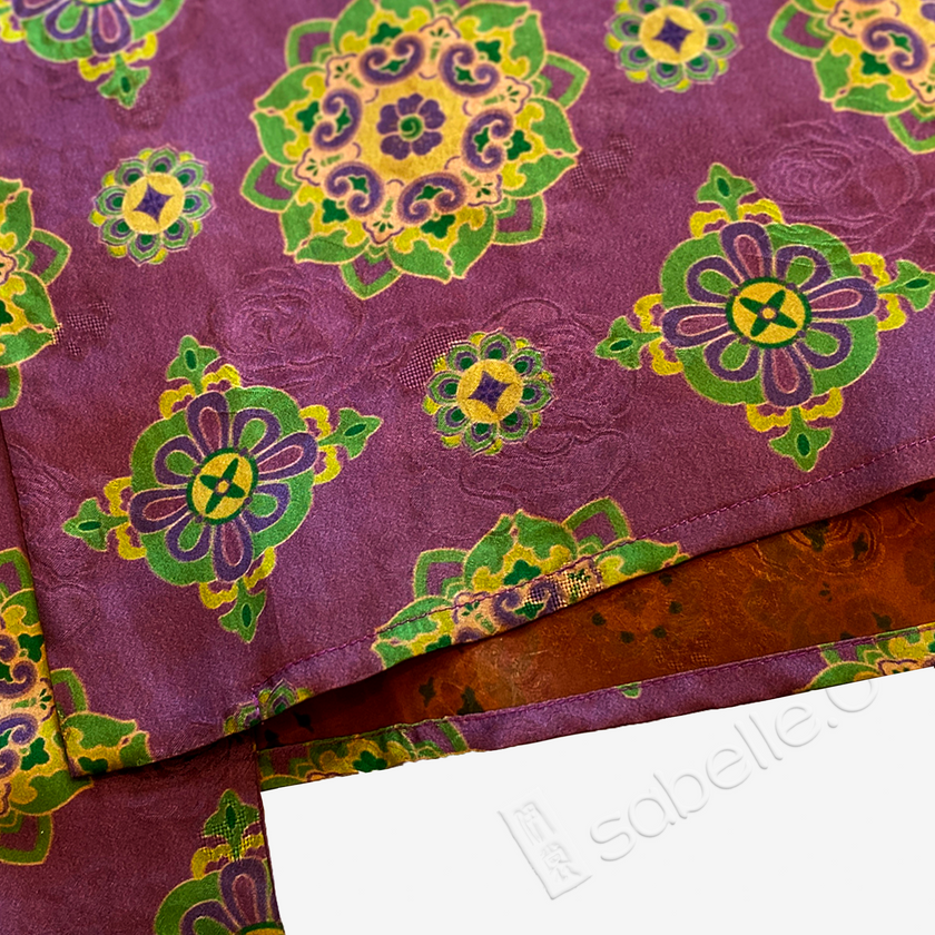 Sandalwood Purple Floral Medallion Gambiered Canton Silk Waistcoat - 「檀紫團花」紅雲紗馬甲