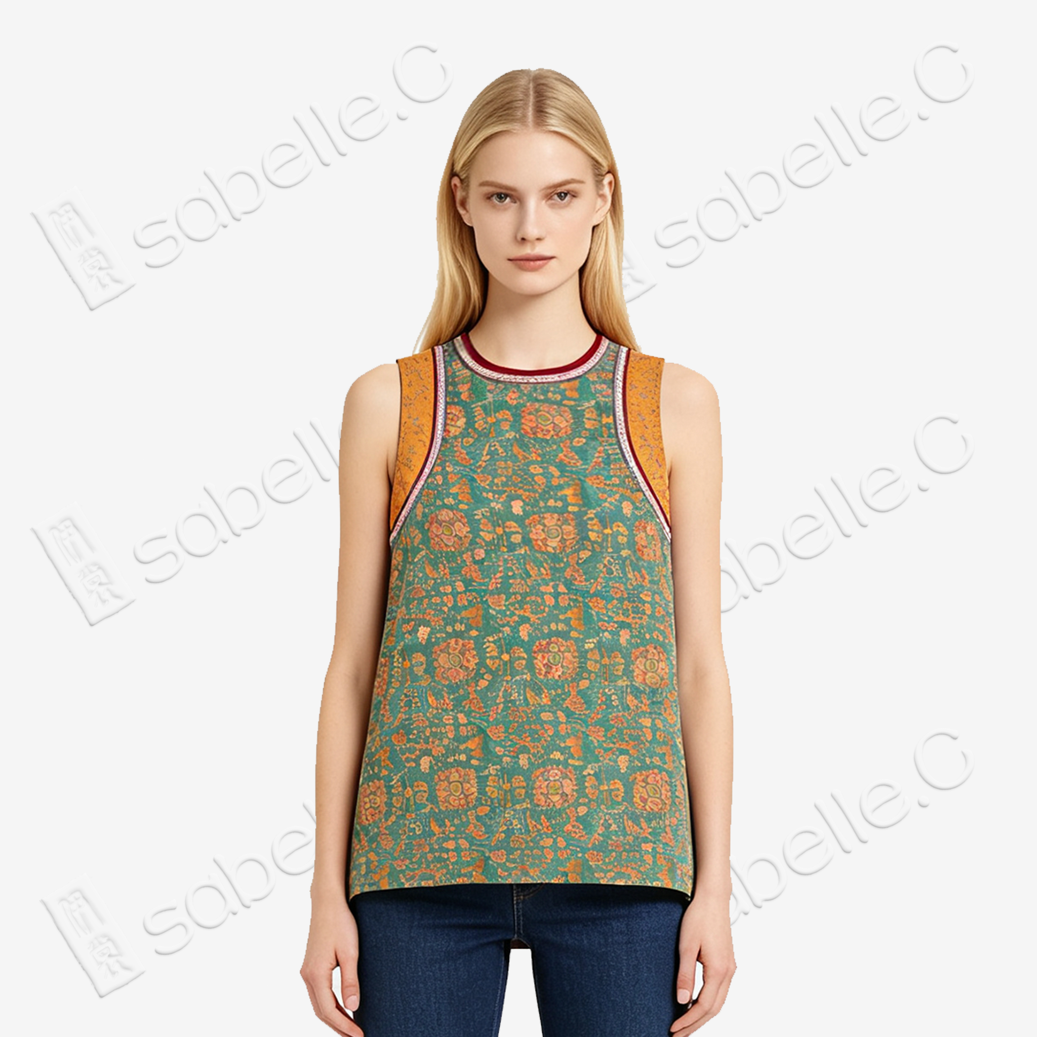 Moss Green Floral Medallion Shu Brocade Áo dài Tunic - 「苔綠團花」蜀錦奧黛