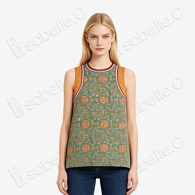 Moss Green Floral Medallion Shu Brocade Áo dài Tunic - 「苔綠團花」蜀錦奧黛