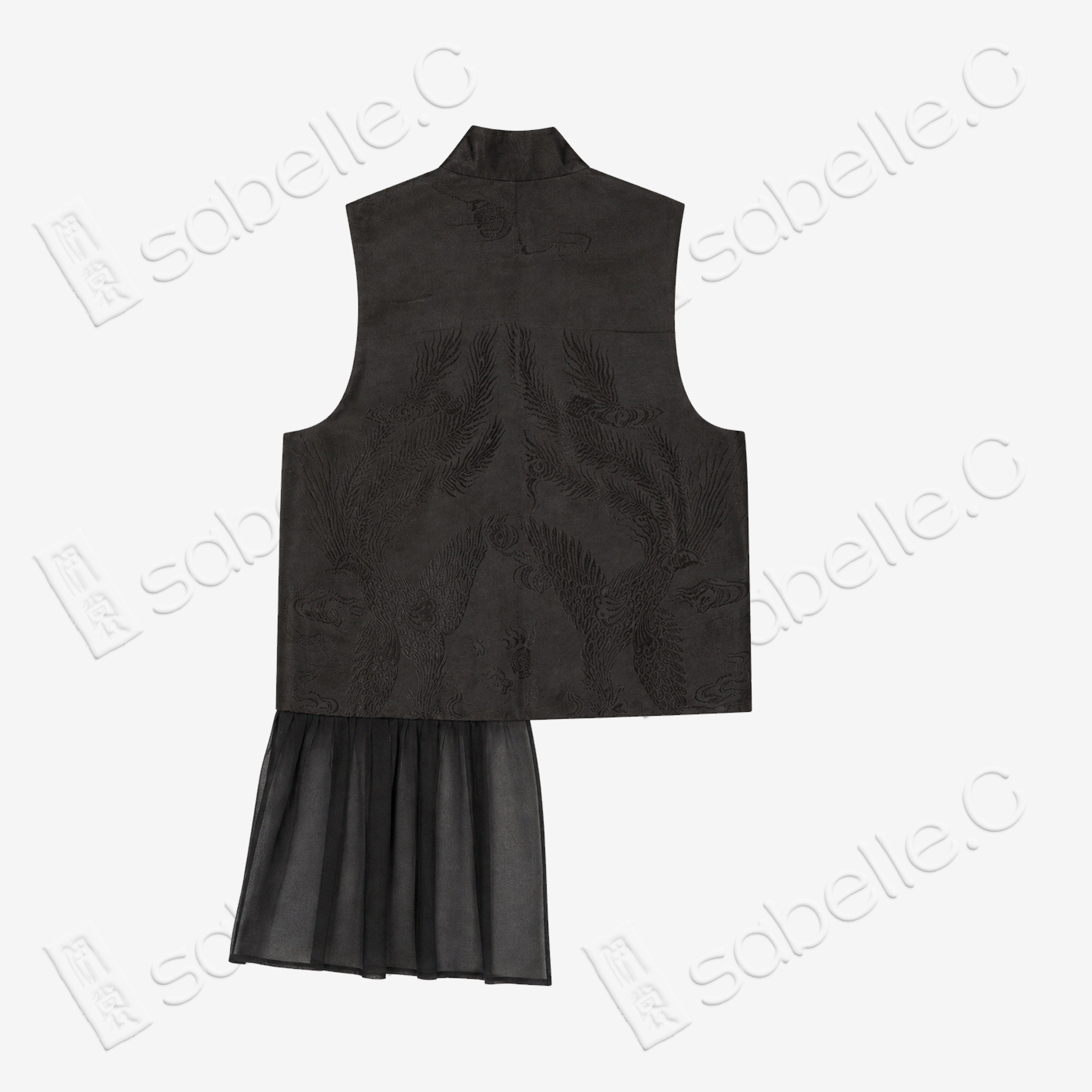 Magenta Black Goldfish Gambiered Canton Silk Vest - 「玫墨游魚」香雲紗馬甲
