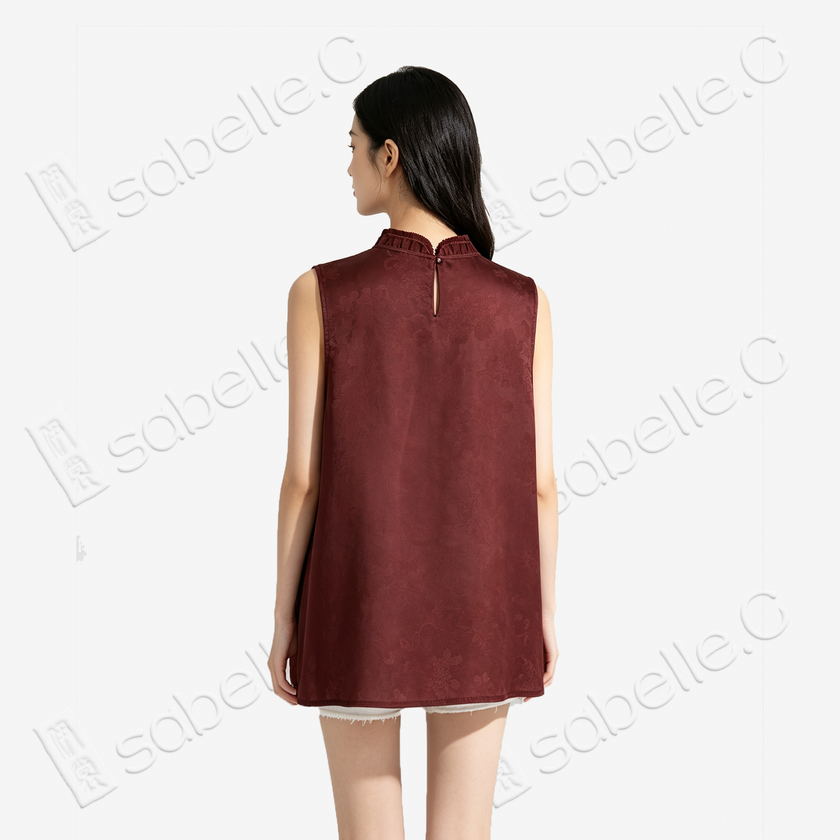 Gambiered Canton Silk Vest - 紅雲紗馬甲