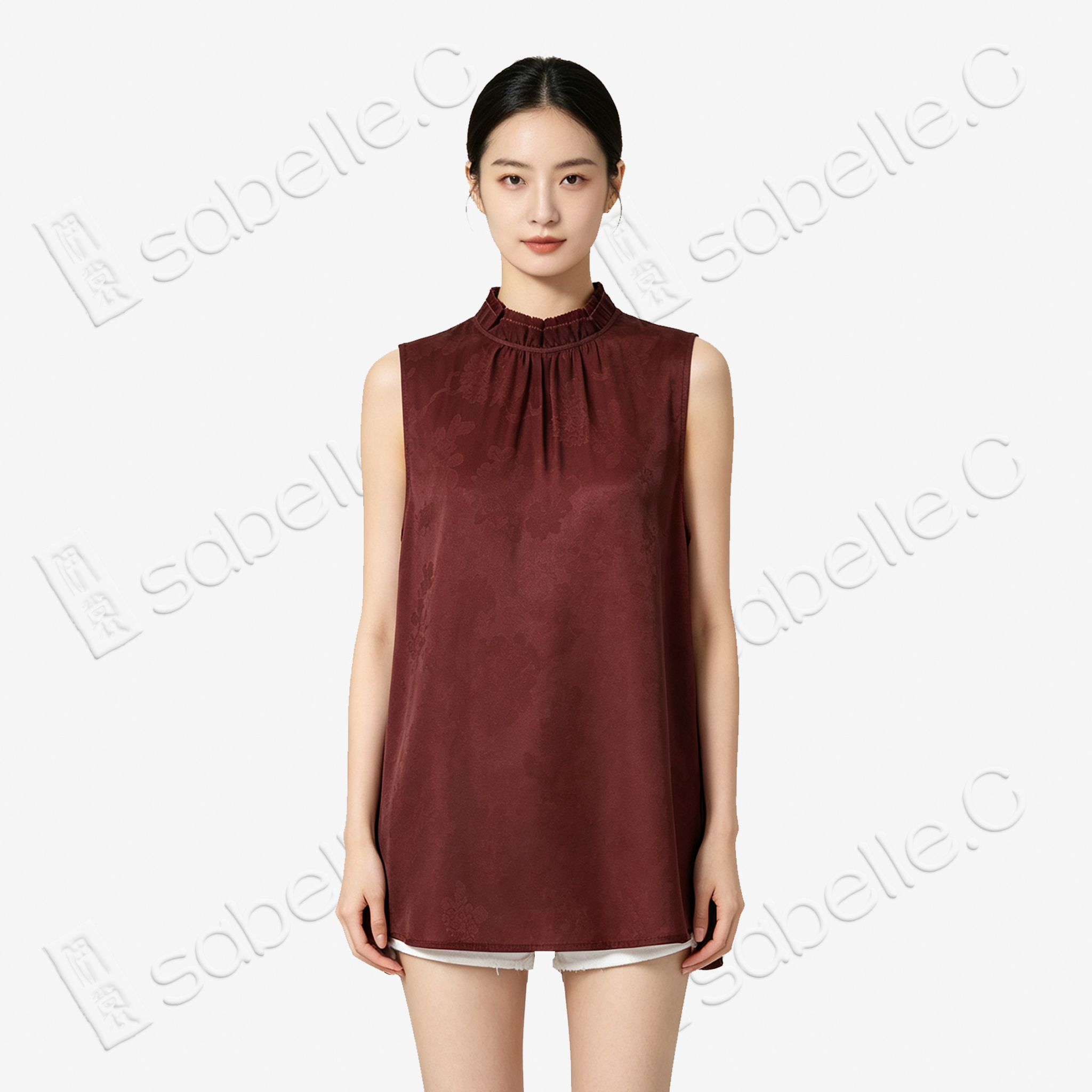 Gambiered Canton Silk Vest - 紅雲紗馬甲