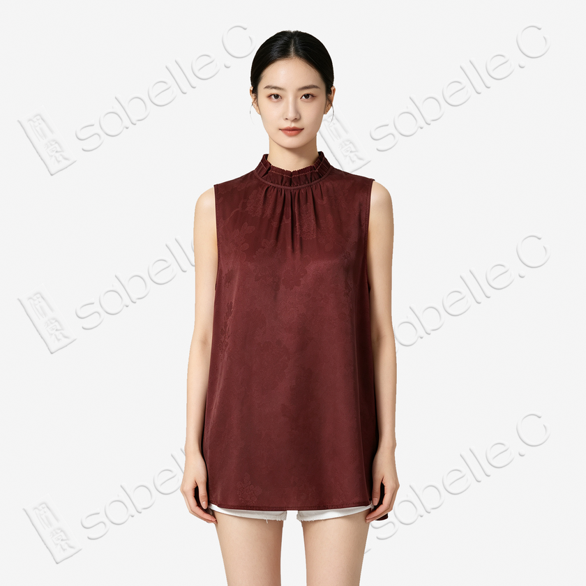 Gambiered Canton Silk Vest - 紅雲紗馬甲