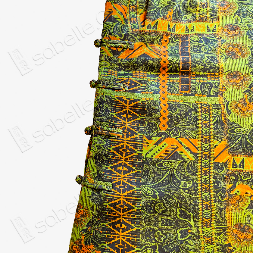 Moss Gold Geometric Gambiered Canton Silk Vest - 「苔金幾何」香雲紗馬甲