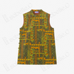 Moss Gold Geometric Gambiered Canton Silk Vest - 「苔金幾何」香雲紗馬甲