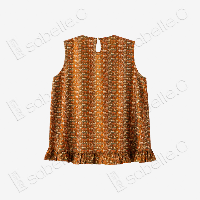 Ochre Gold Longevity Motif Shu Brocade Vest - 「赭金萬壽」蜀錦馬甲