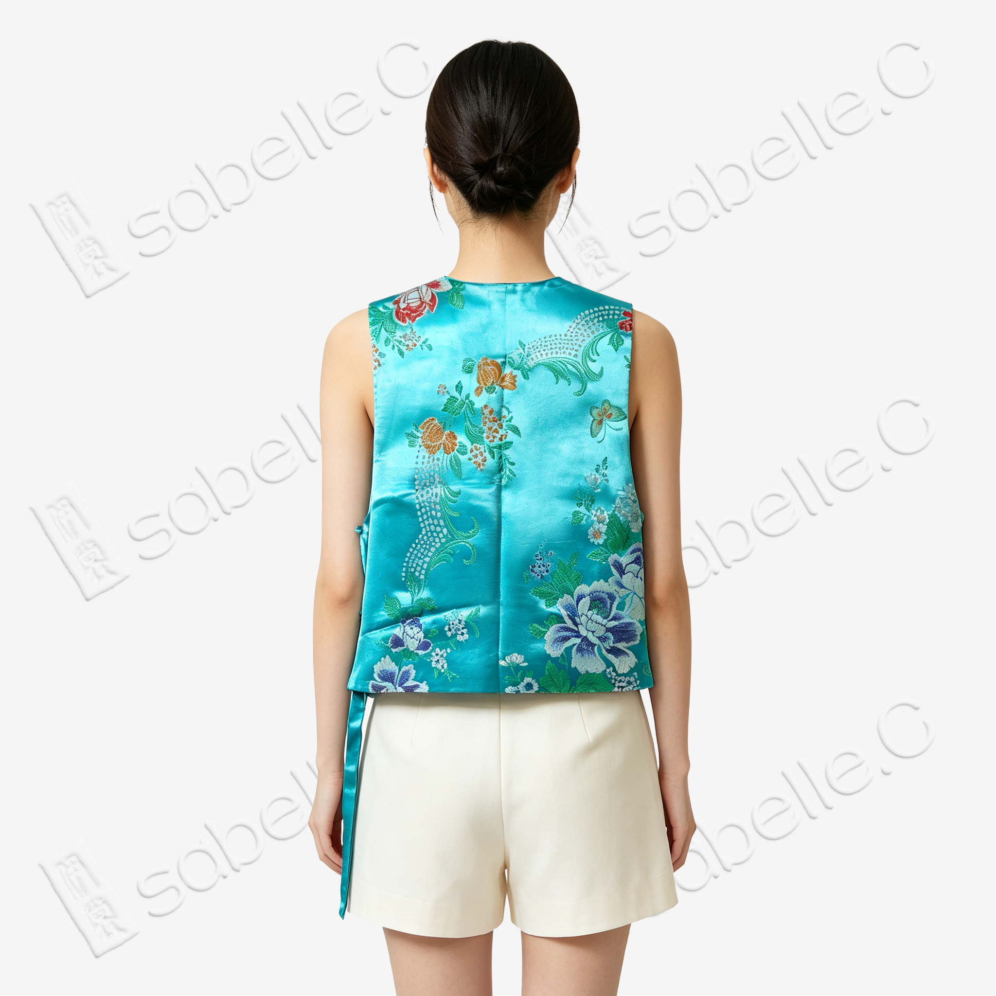 Vintage Silk Brocade Vest - 「翠瀾蝶敘」古董真絲老織錦馬甲