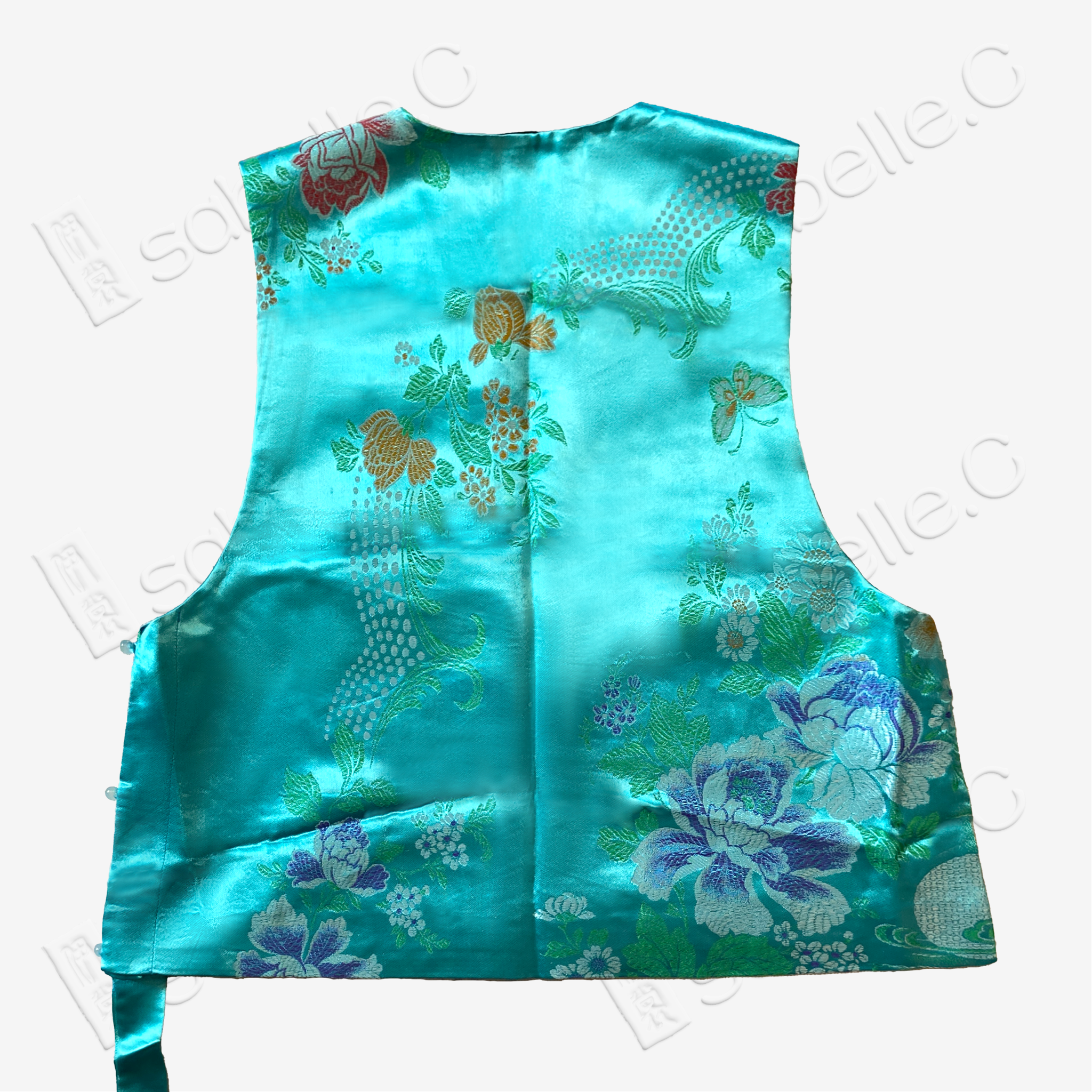 Vintage Silk Brocade Vest - 「翠瀾蝶敘」古董真絲老織錦馬甲