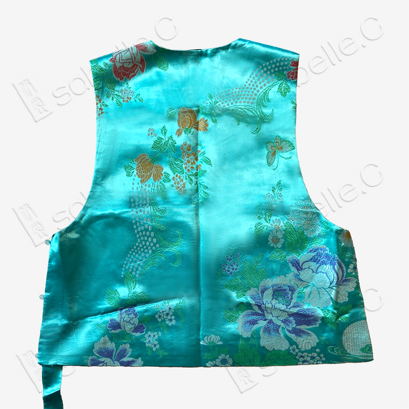 Vintage Silk Brocade Vest - 「翠瀾蝶敘」古董真絲老織錦馬甲