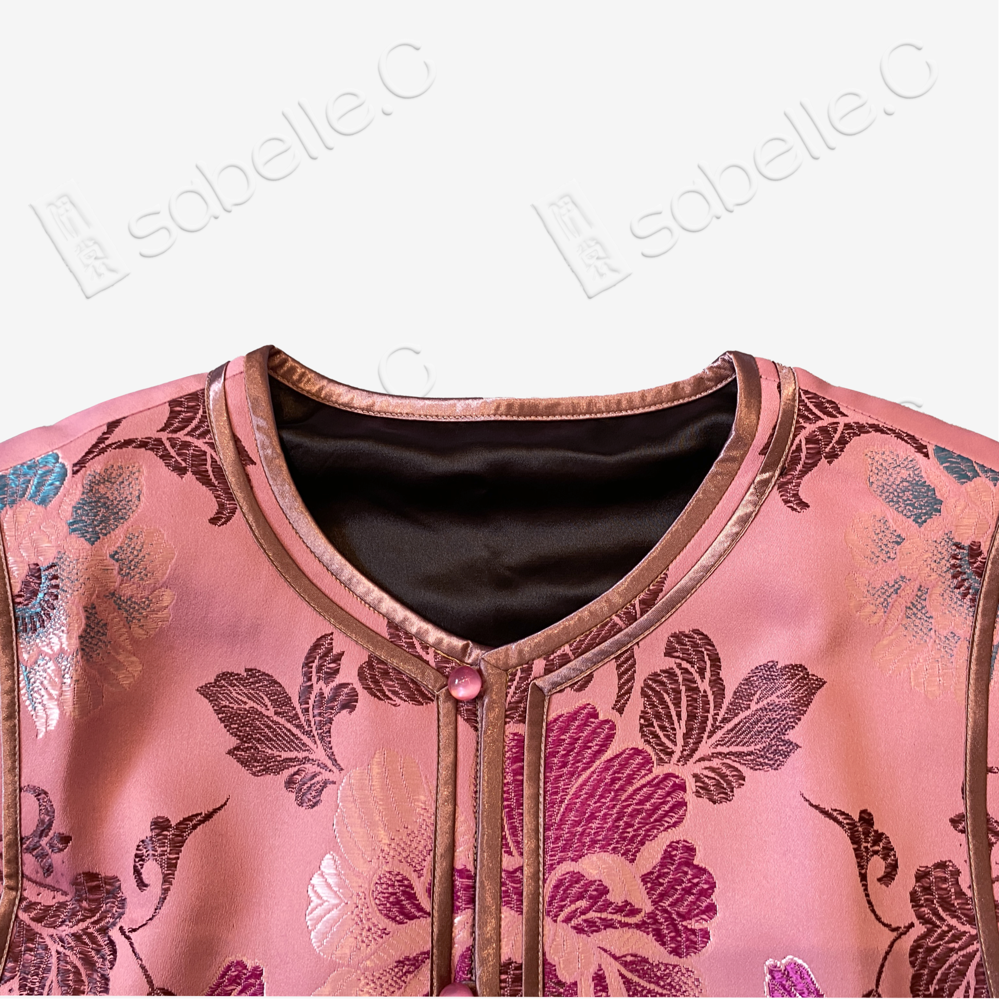 Blush Rouge Phoenix Auspicious Vintage Silk Brocade Waistcoat - 「胭霞鳳儀」真絲老織錦馬甲