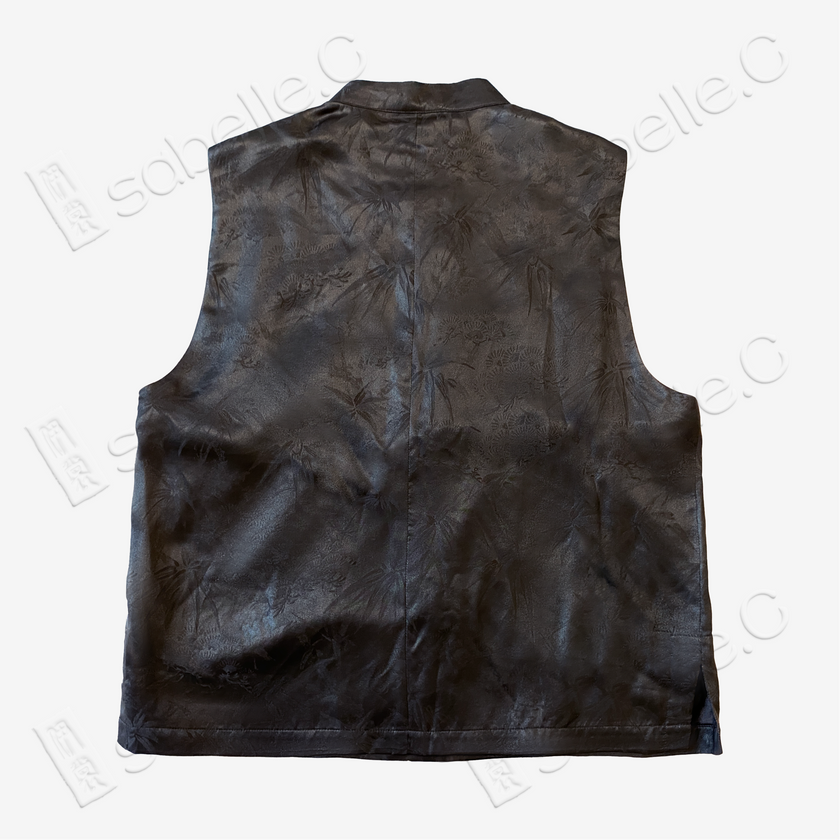 Gambiered Canton Silk Vest - 「墨松隱竹」香雲紗馬甲