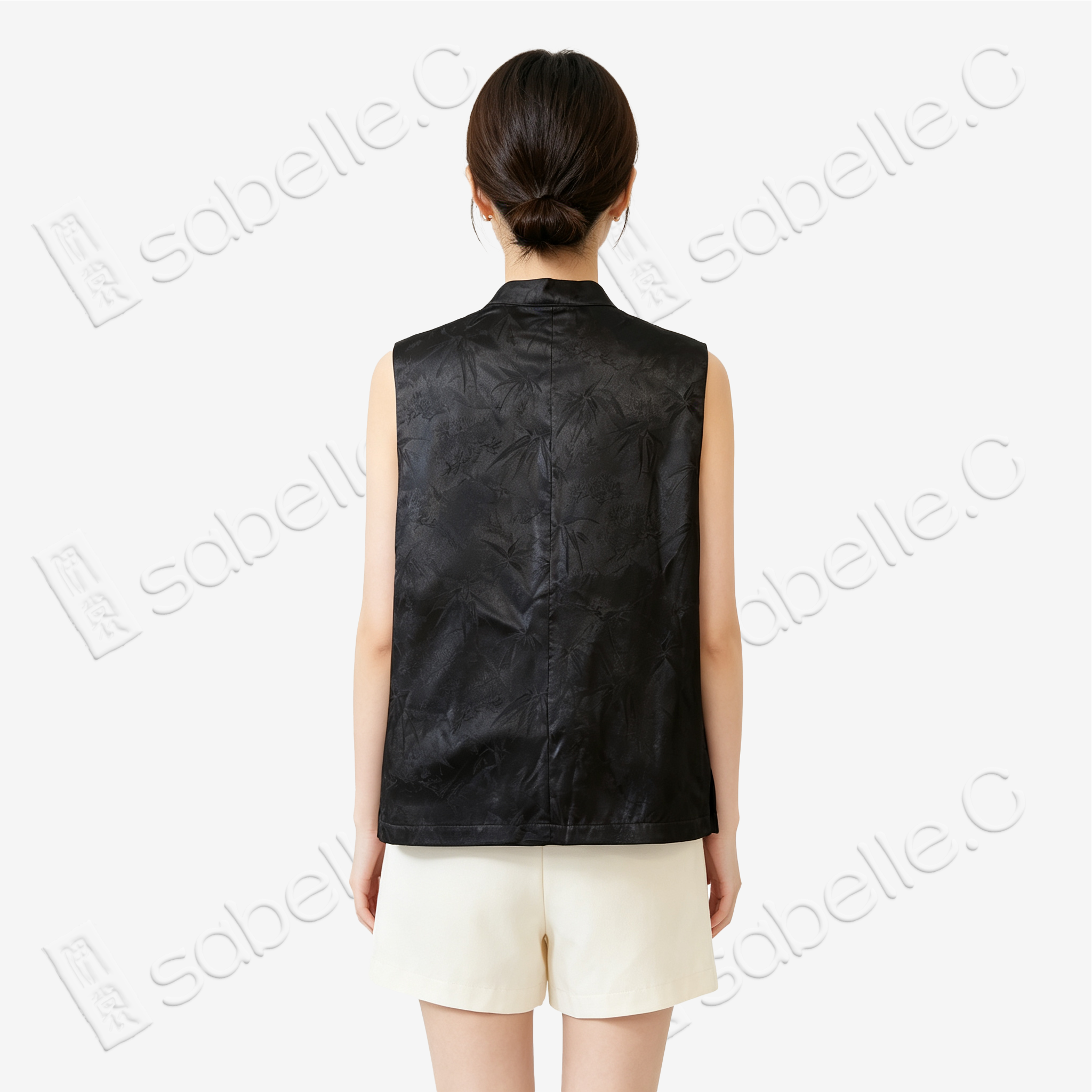 Gambiered Canton Silk Vest - 「墨松隱竹」香雲紗馬甲