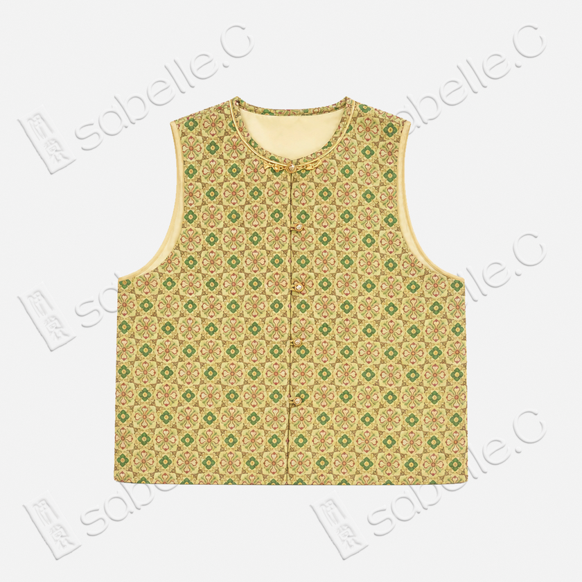 Song Brocade Vest - 「苔錦菱華」宋錦馬甲