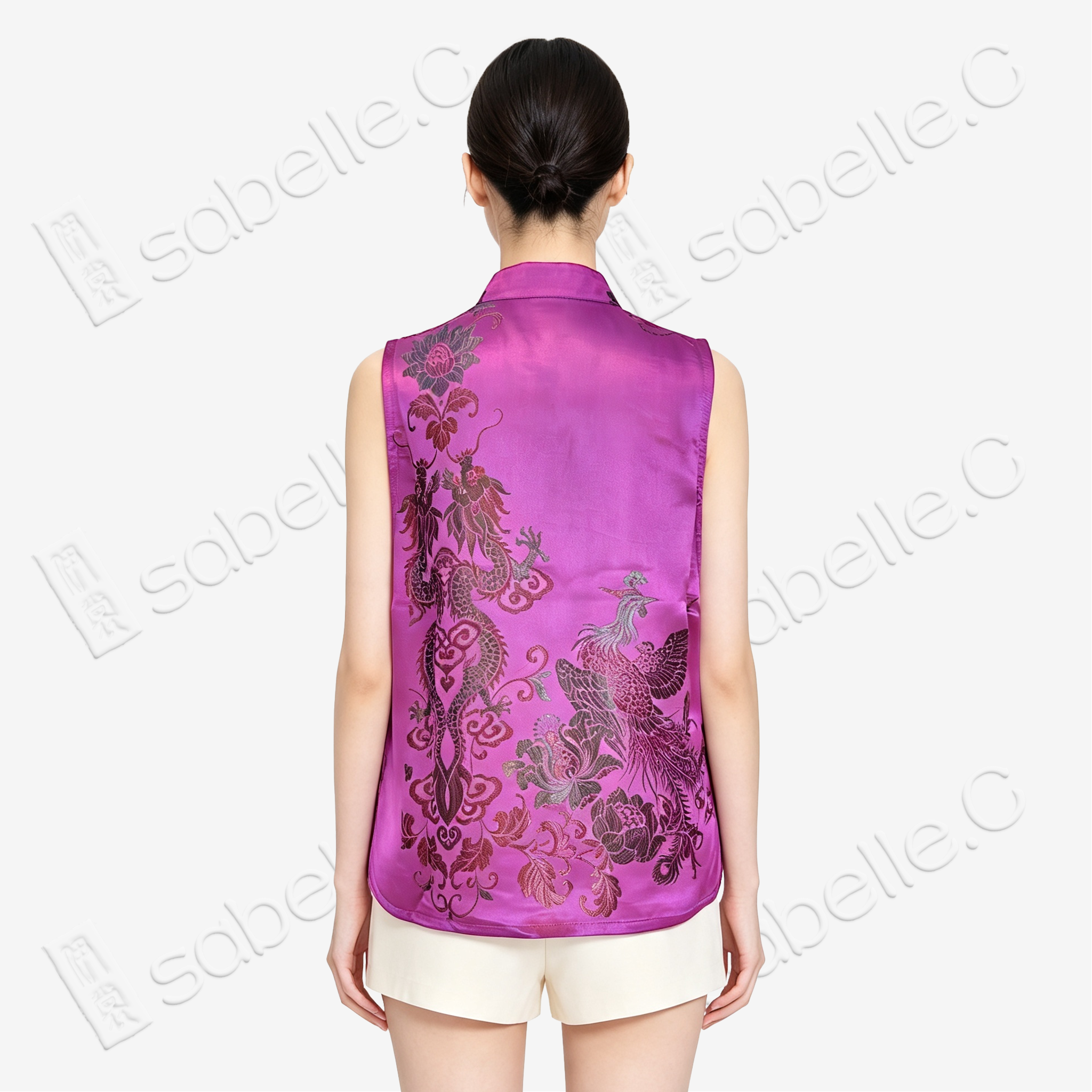 Vintage Silk Vest - 「絳霞龍章」古董真絲馬甲