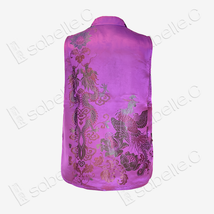 Vintage Silk Vest - 「絳霞龍章」古董真絲馬甲