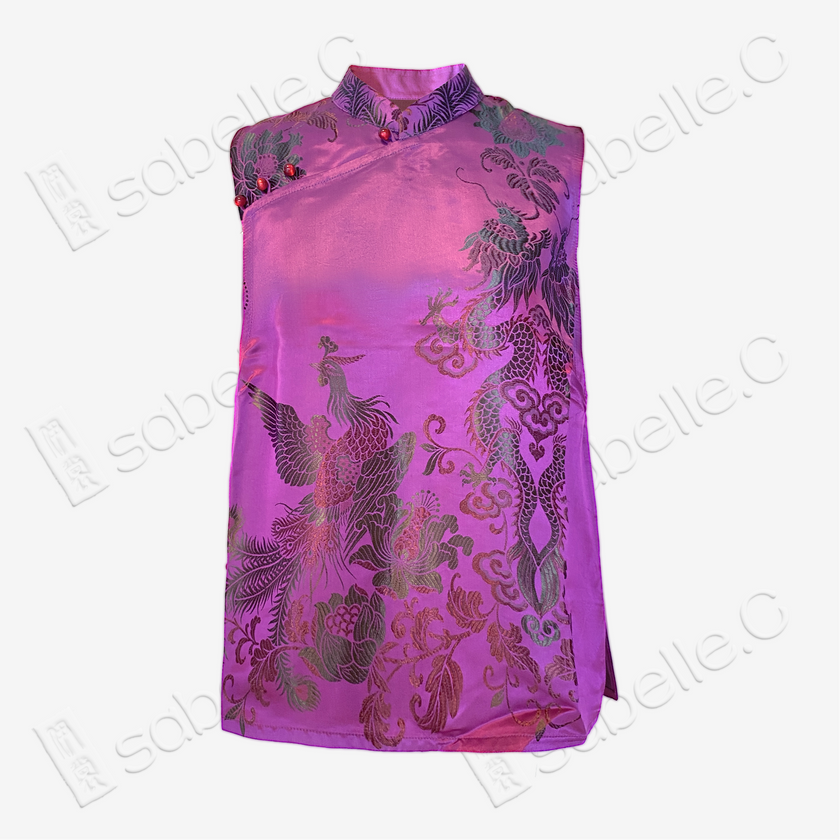 Vintage Silk Vest - 「絳霞龍章」古董真絲馬甲