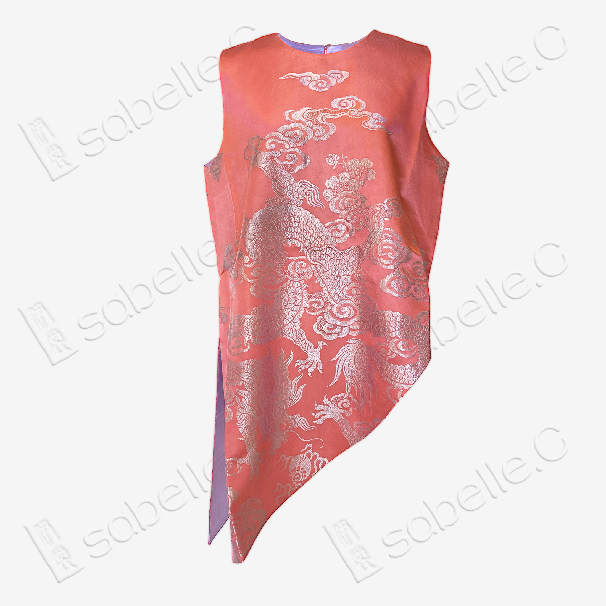 Vintage Silk Vest - 「丹霄龍曜」古董真絲斜裁馬甲