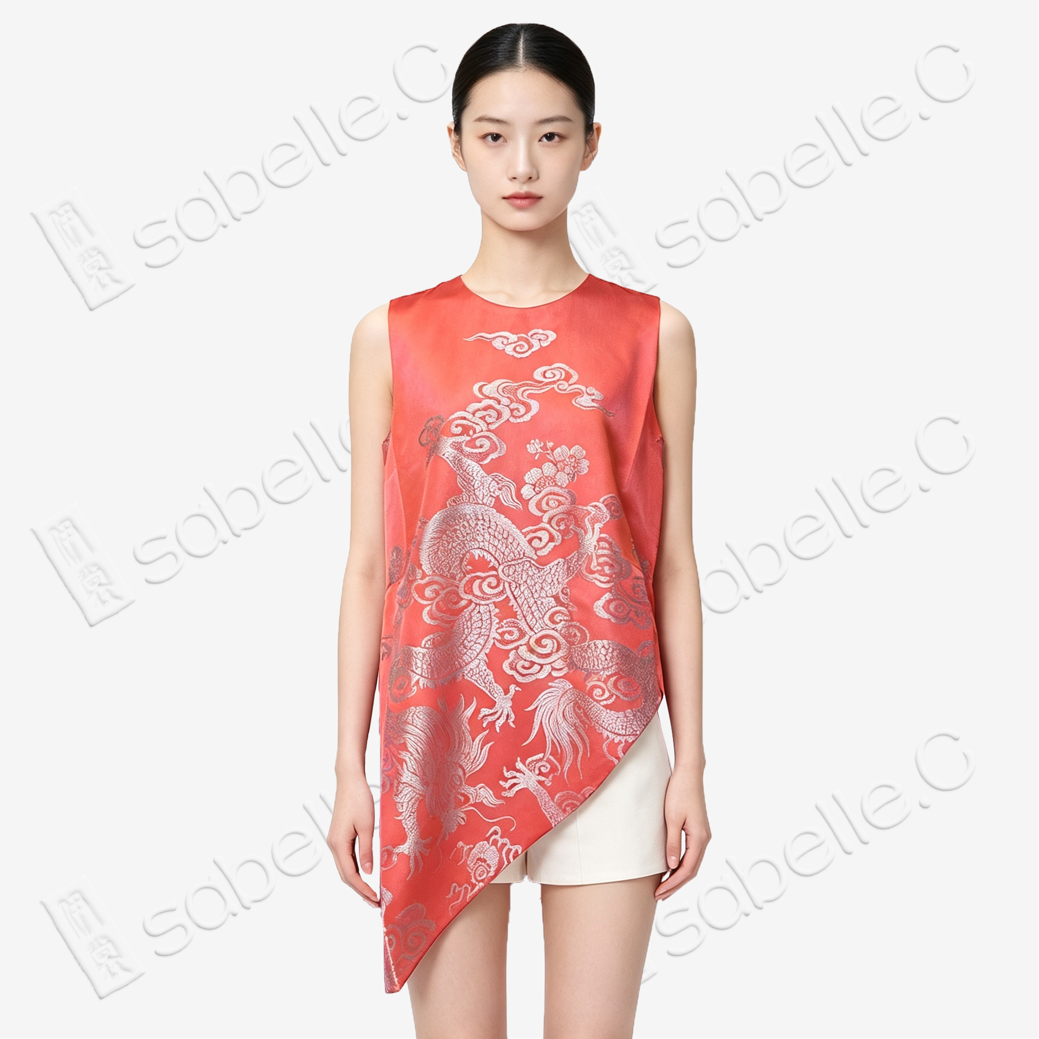 Vintage Silk Vest - 「丹霄龍曜」古董真絲斜裁馬甲