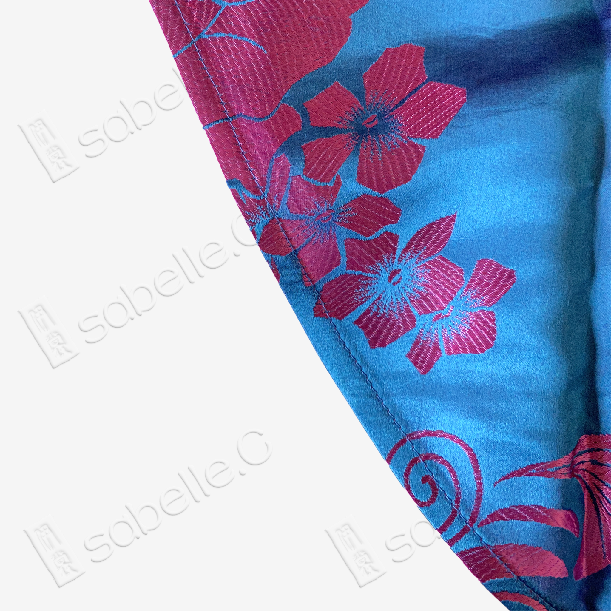 Vintage Silk Vest - 「緋棠藍韻」古董真絲斜裁馬甲