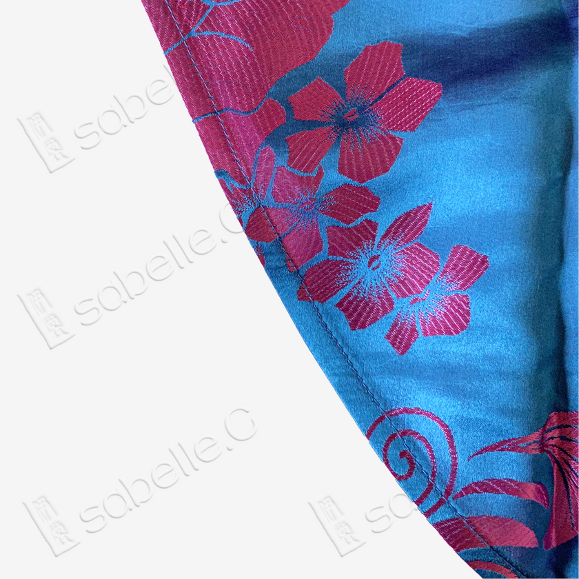 Vintage Silk Vest - 「緋棠藍韻」古董真絲斜裁馬甲
