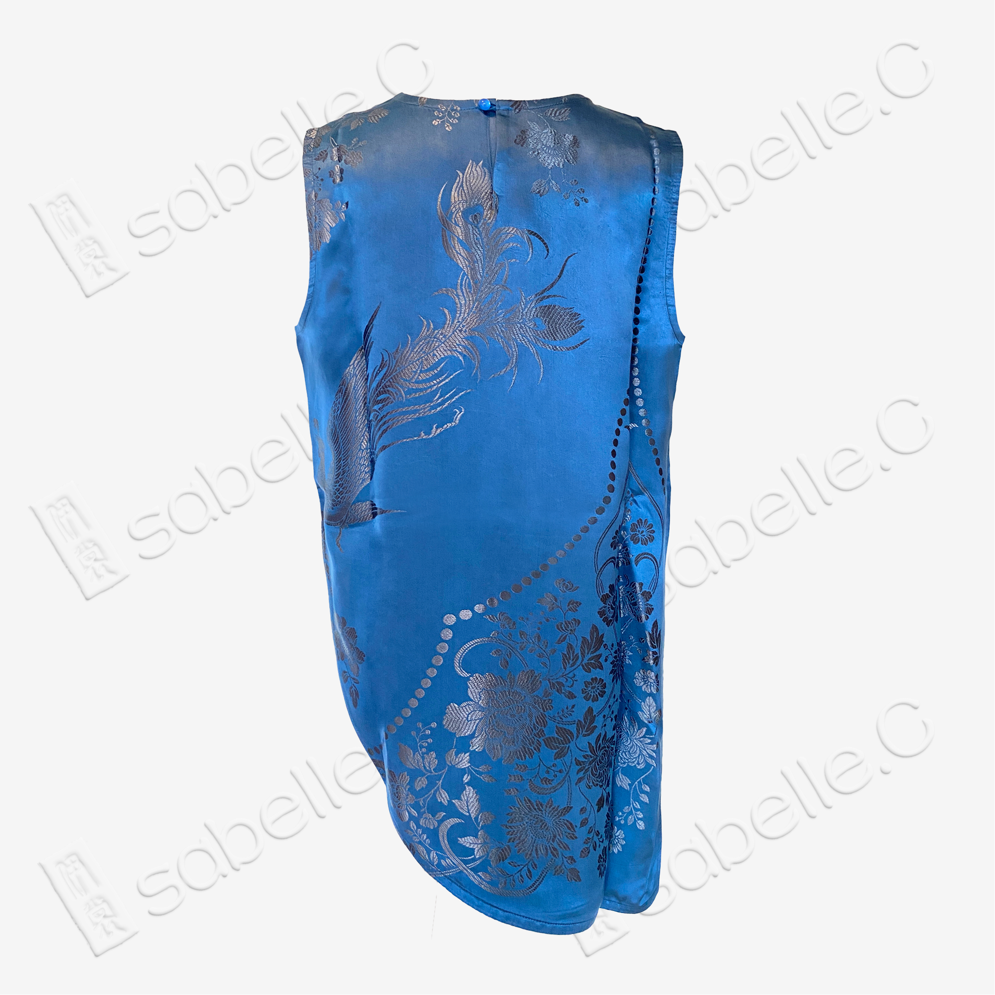 Vintage Silk Vest - 「靛羽繁芳」古董真絲斜裁馬甲