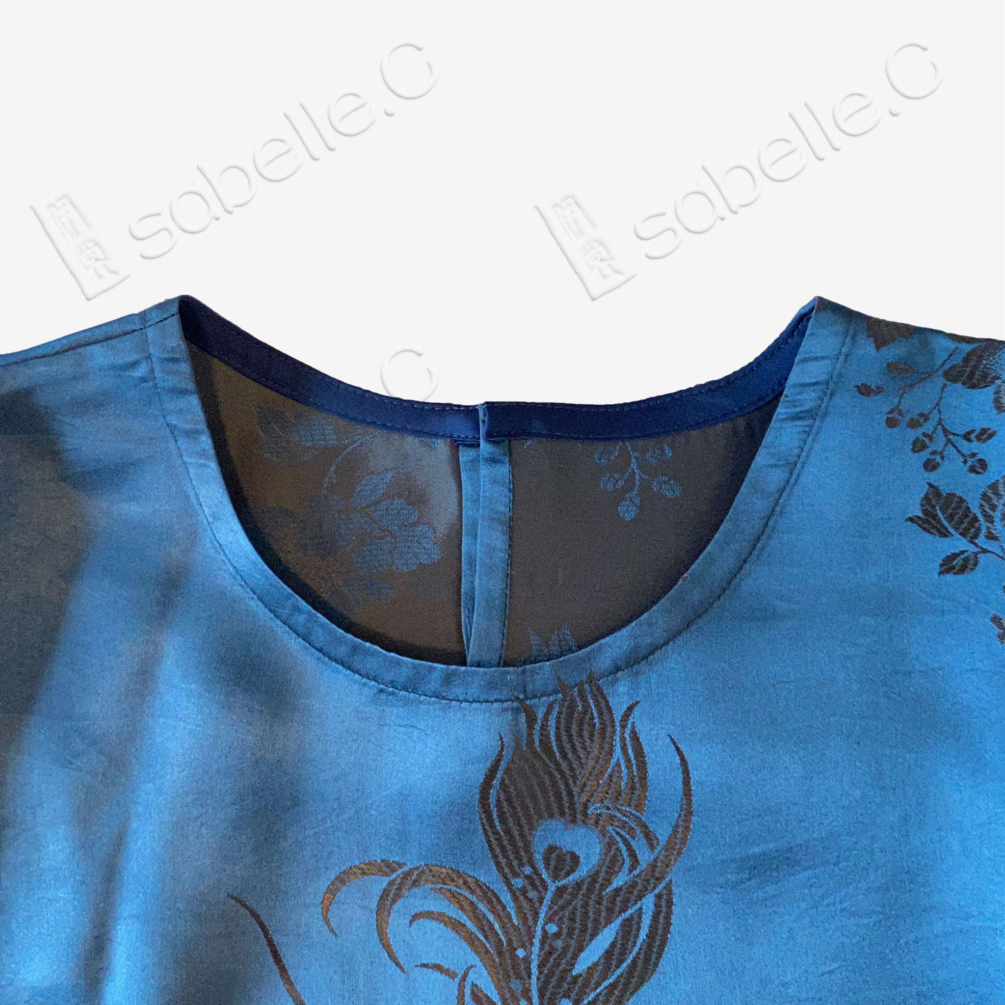 Vintage Silk Vest - 「靛羽繁芳」古董真絲斜裁馬甲