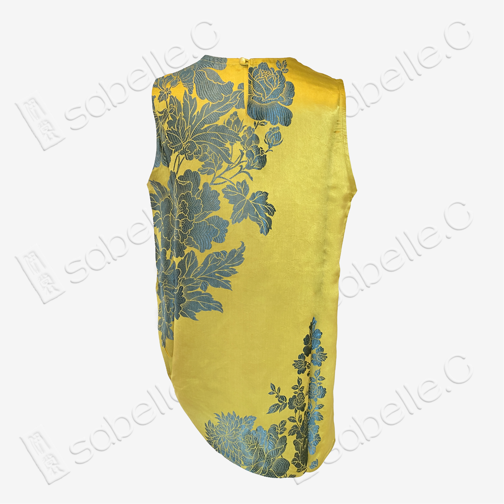 Vintage Silk Vest - 「金庭艷芍」古董真絲斜裁馬甲