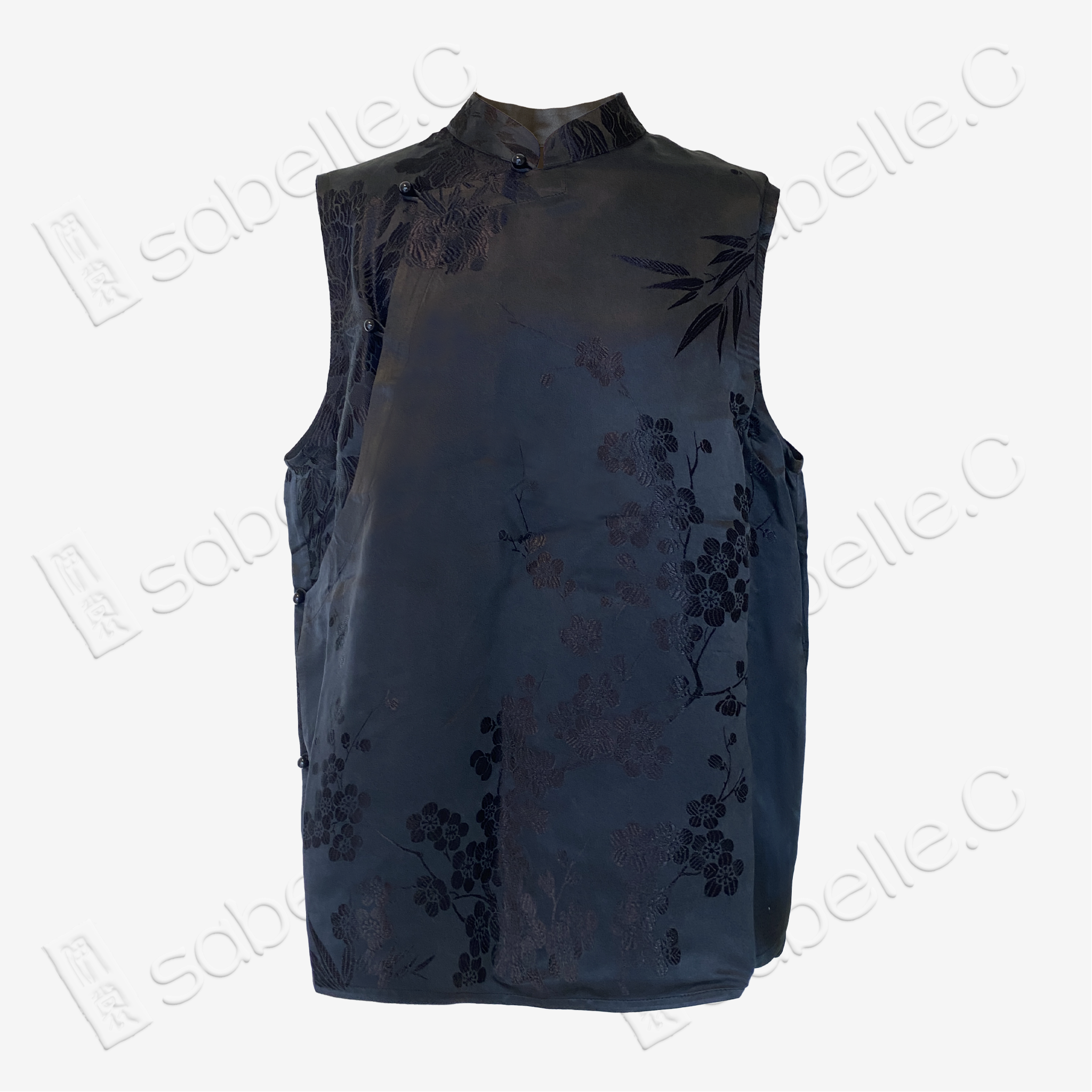 Vintage Silk Vest - 「墨綢疏影」古董真絲馬甲